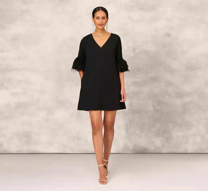 Adrianna Papell Short Trapeze Dress In Black Black Women Short Dresses Adrianna Papell Short Trapeze Dress In Black Black Women Short Dresses