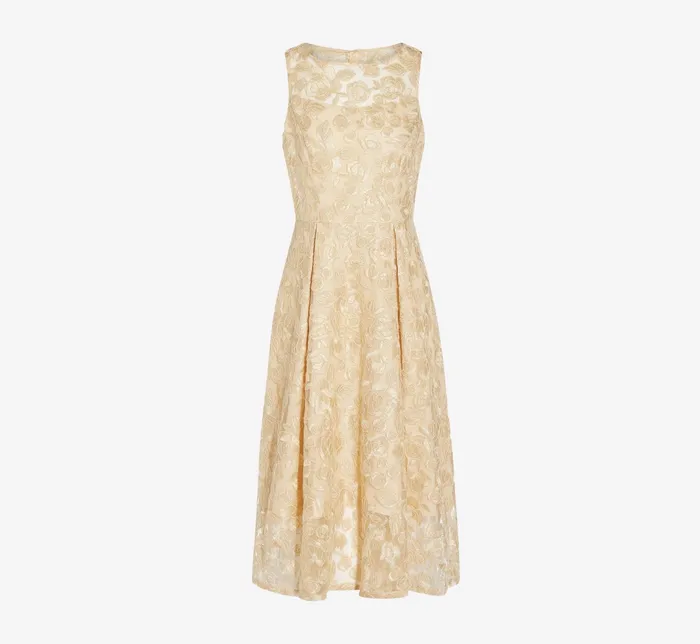 Adrianna Papell Sleeveless Floral Embroidered Midi Length Fit And Flare Dress In Light Champagne Light Champagne Women Floral Dresses Adrianna Papell Sleeveless Floral Embroidered Midi Length Fit And Flare Dress In Light Champagne Light Champagne Women Floral Dresses