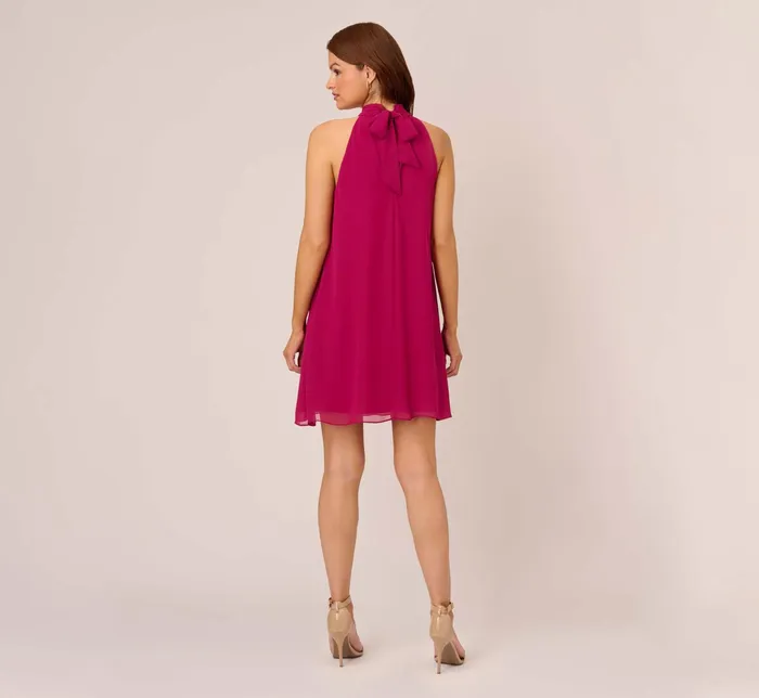 Adrianna Papell Sleeveless Pleated Chiffon Shift Dress With Mock Neckline In Magenta Magenta Women Short Dresses Adrianna Papell Sleeveless Pleated Chiffon Shift Dress With Mock Neckline In Magenta Magenta Women Short Dresses