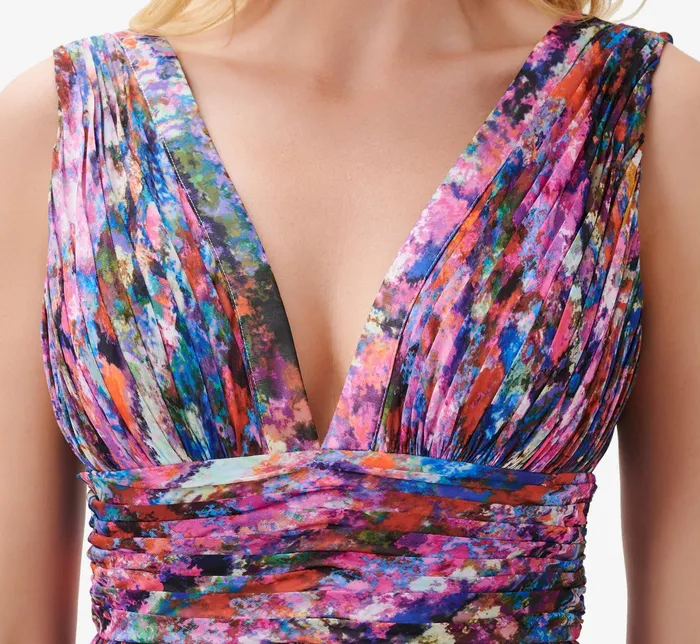 Adrianna Papell Sleeveless Printed Chiffon Gown In Blue Multi Blue Multi Women Long Dresses Adrianna Papell Sleeveless Printed Chiffon Gown In Blue Multi Blue Multi Women Long Dresses
