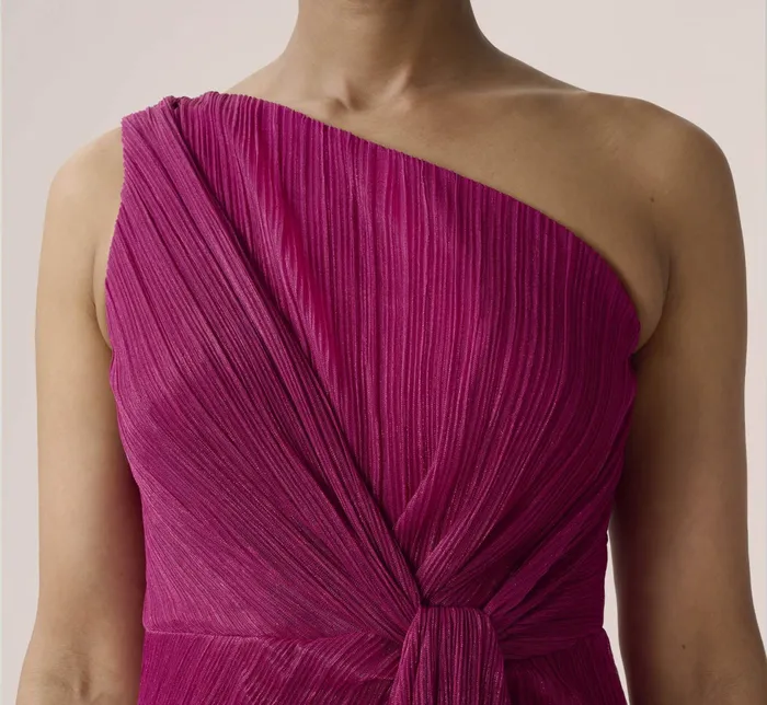Adrianna Papell Stardust Pleated Draped One Shoulder Gown In Magenta Magenta Women Long Dresses Adrianna Papell Stardust Pleated Draped One Shoulder Gown In Magenta Magenta Women Long Dresses