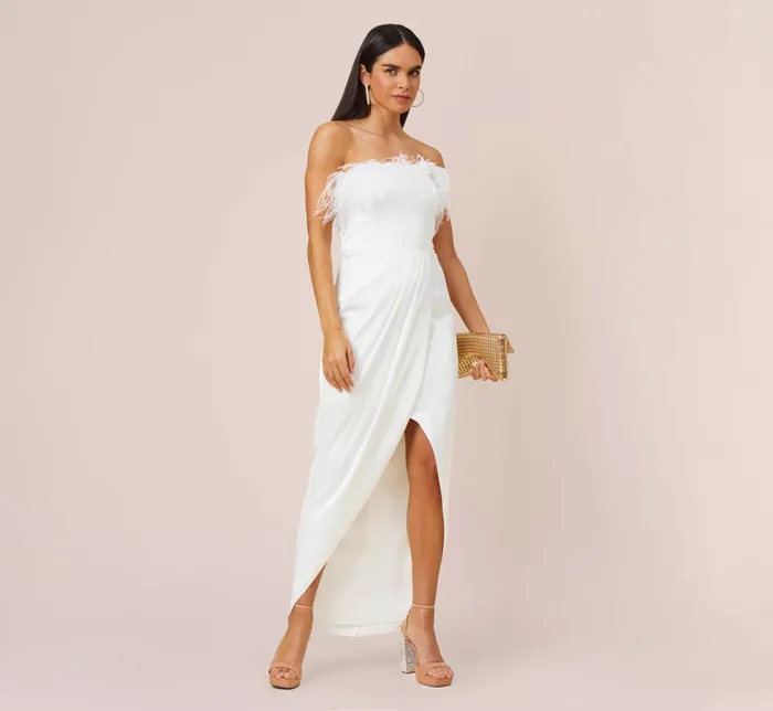 Adrianna Papell Strapless Gown With Draped Skirt In Ivory Ivory Women Simple Wedding Dresses Adrianna Papell Strapless Gown With Draped Skirt In Ivory Ivory Women Simple Wedding Dresses