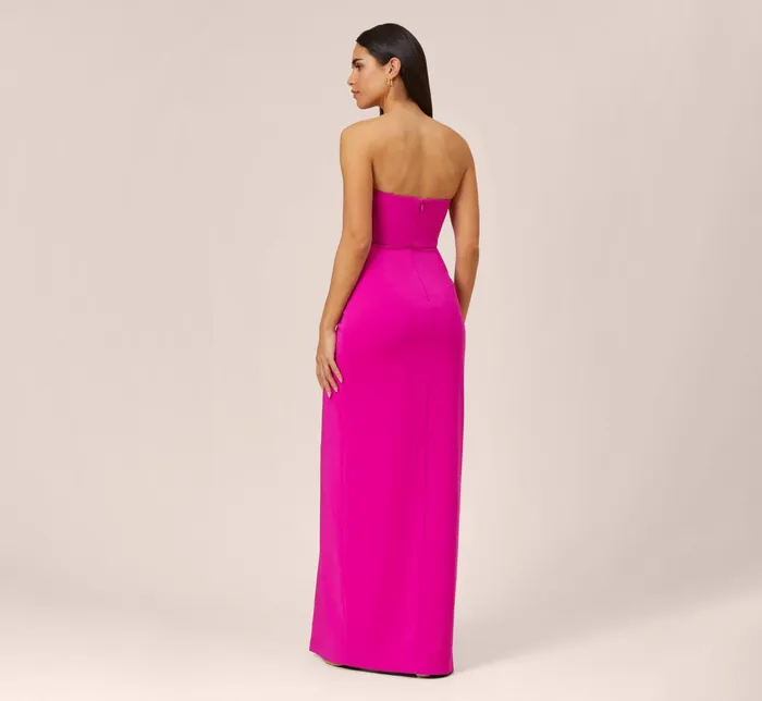Adrianna Papell Stretch Crepe Long Column Gown With Sweetheart Neckline In Magenta Magenta Women Long Dresses Adrianna Papell Stretch Crepe Long Column Gown With Sweetheart Neckline In Magenta Magenta Women Long Dresses