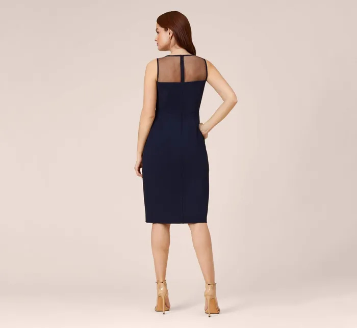 Adrianna Papell Stretch Knit Crepe Draped Illusion Short Faux Wrap Dress In Midnight Midnight Women Day Dresses Adrianna Papell Stretch Knit Crepe Draped Illusion Short Faux Wrap Dress In Midnight Midnight Women Day Dresses