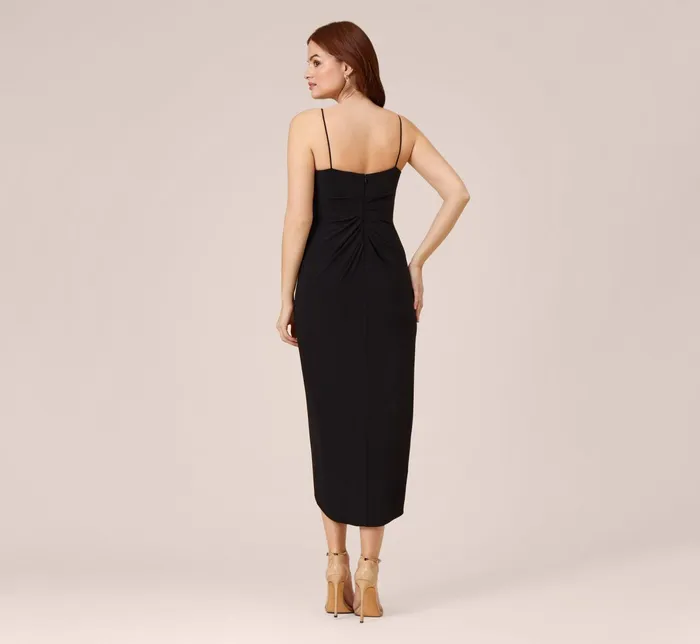 Adrianna Papell Stretch Matte Jersey MidiLength Faux Wrap Dress In Black Black Women Long Dresses Adrianna Papell Stretch Matte Jersey MidiLength Faux Wrap Dress In Black Black Women Long Dresses