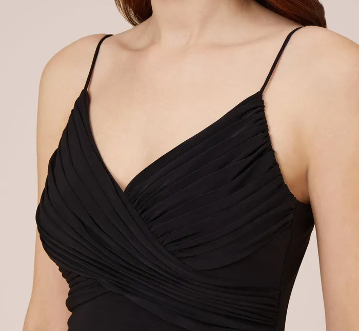 Adrianna Papell Stretch Matte Jersey MidiLength Faux Wrap Dress In Black Black Women Long Dresses Adrianna Papell Stretch Matte Jersey MidiLength Faux Wrap Dress In Black Black Women Long Dresses