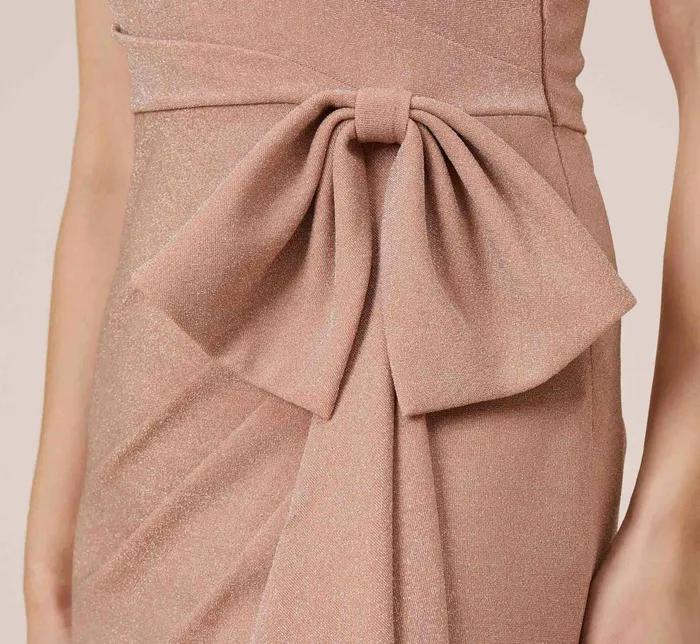 Adrianna Papell Stretch Metallic Knit One Shoulder Long Column Gown In Ginger Ginger Women Day Dresses Adrianna Papell Stretch Metallic Knit One Shoulder Long Column Gown In Ginger Ginger Women Day Dresses