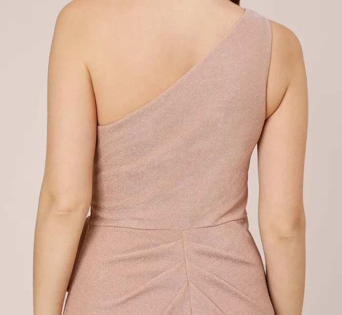 Adrianna Papell Stretch Metallic Knit One Shoulder Long Column Gown In Ginger Ginger Women Day Dresses Adrianna Papell Stretch Metallic Knit One Shoulder Long Column Gown In Ginger Ginger Women Day Dresses