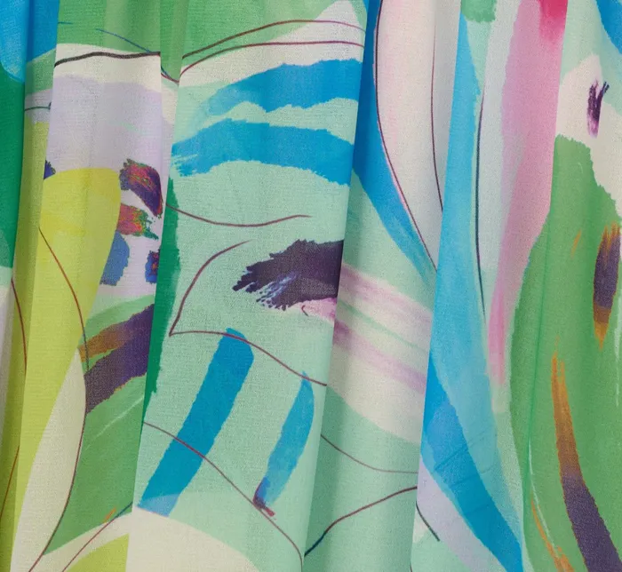 Adrianna Papell Tropical Printed Chiffon Dress With Wrap Details In Green Multi Green Multi Women Floral Adrianna Papell Tropical Printed Chiffon Dress With Wrap Details In Green Multi Green Multi Women Floral