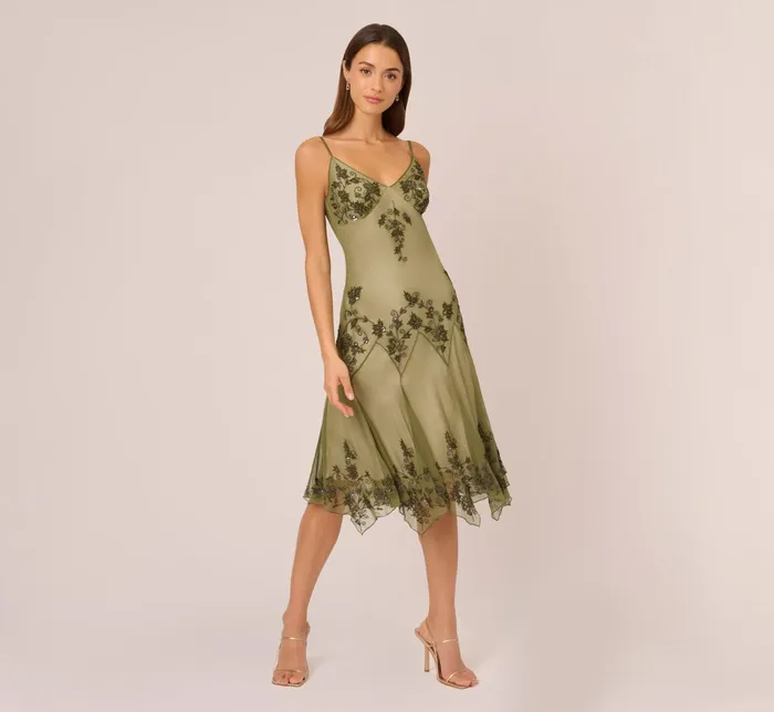 Adrianna Papell Vintage Beaded Midi Fairy Dress With Sharkbite Hem In Olive Olive Women Cocktail Dresses Adrianna Papell Vintage Beaded Midi Fairy Dress With Sharkbite Hem In Olive Olive Women Cocktail Dresses