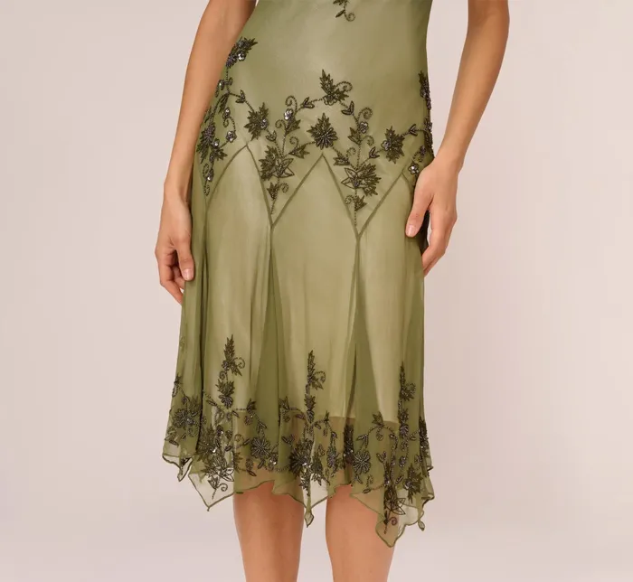 Adrianna Papell Vintage Beaded Midi Fairy Dress With Sharkbite Hem In Olive Olive Women Cocktail Dresses Adrianna Papell Vintage Beaded Midi Fairy Dress With Sharkbite Hem In Olive Olive Women Cocktail Dresses