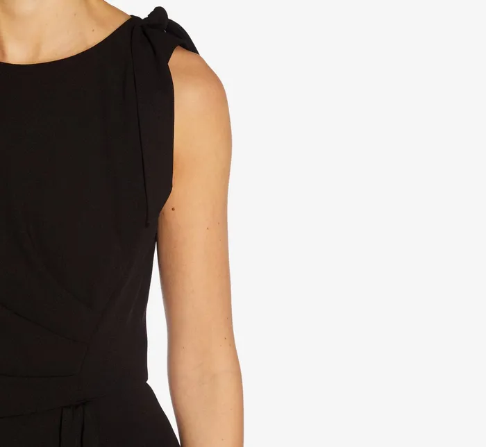 Adrianna Papell WideLeg Crepe Jumpsuit With SelfBows In Black Black Women Day Dresses Adrianna Papell WideLeg Crepe Jumpsuit With SelfBows In Black Black Women Day Dresses