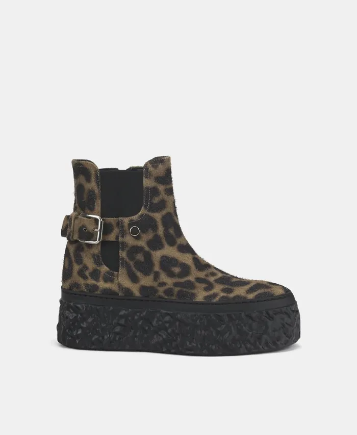 AGL Animalier Ankle Boot With Platform Leopard Classic Magma Biker Women Booties
