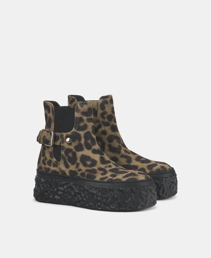 AGL Animalier Ankle Boot With Platform Leopard Classic Magma Biker Women Booties