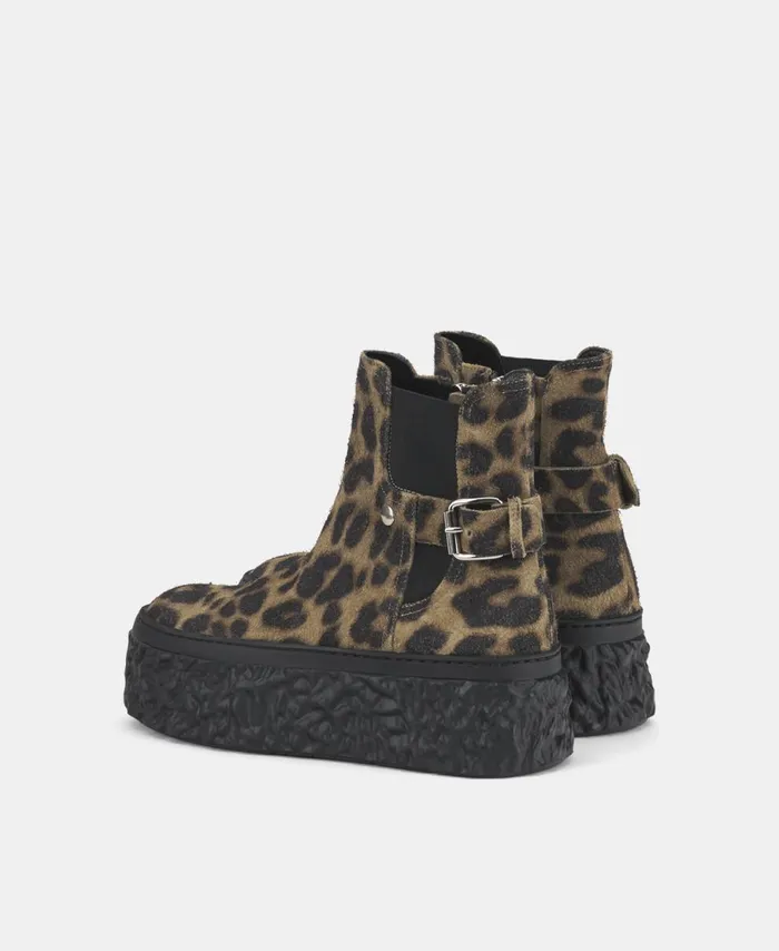 AGL Animalier Ankle Boot With Platform Leopard Classic Magma Biker Women Booties