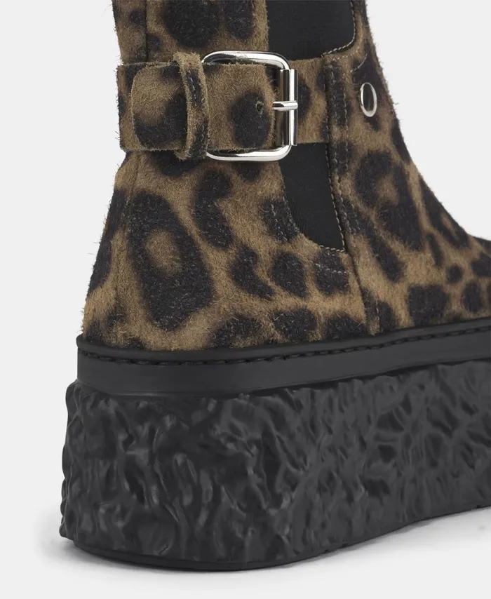 AGL Animalier Ankle Boot With Platform Leopard Classic Magma Biker Women Booties