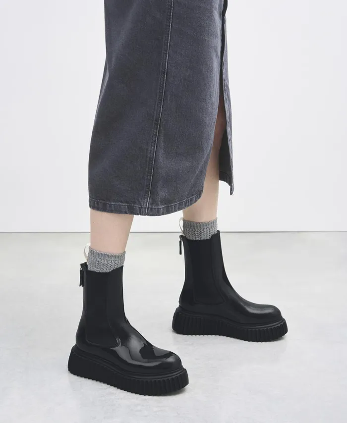 AGL Ankle Boot With Elastic Side Gussets Midnight Vladimira Women Booties