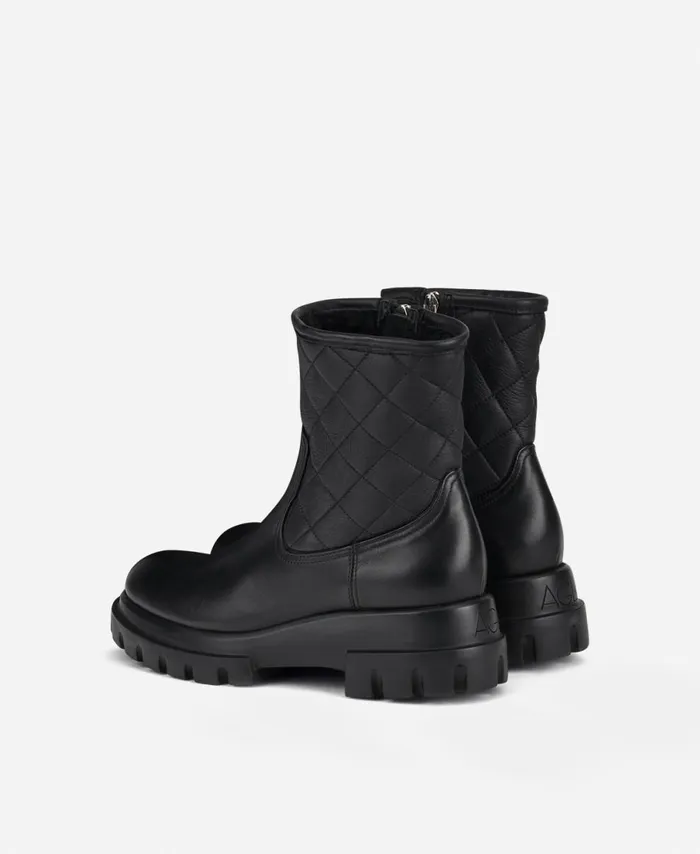 AGL Ankle Boot With Sheepskin Black Chunky Matelass Women Booties