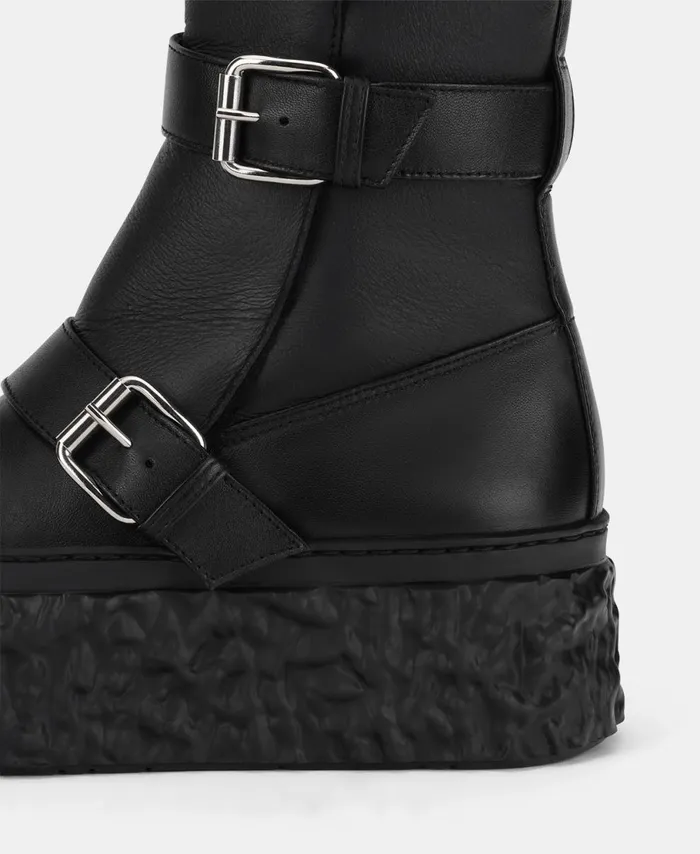 AGL Ankle Boot With Sheepskin Black Magma Biker Women Booties