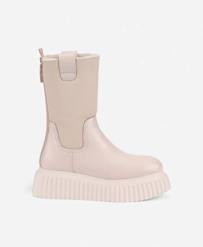 AGL Ankle Boot With Sheepskin Cream Milagros Fur Women Booties