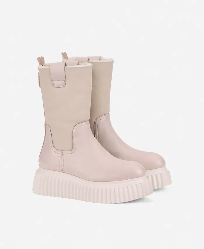 AGL Ankle Boot With Sheepskin Cream Milagros Fur Women Booties