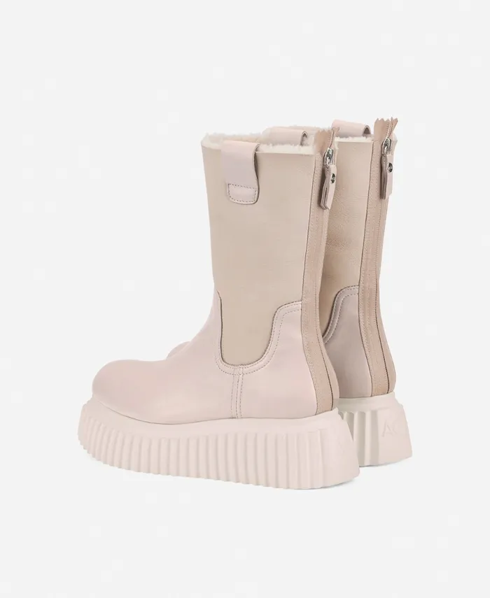 AGL Ankle Boot With Sheepskin Cream Milagros Fur Women Booties