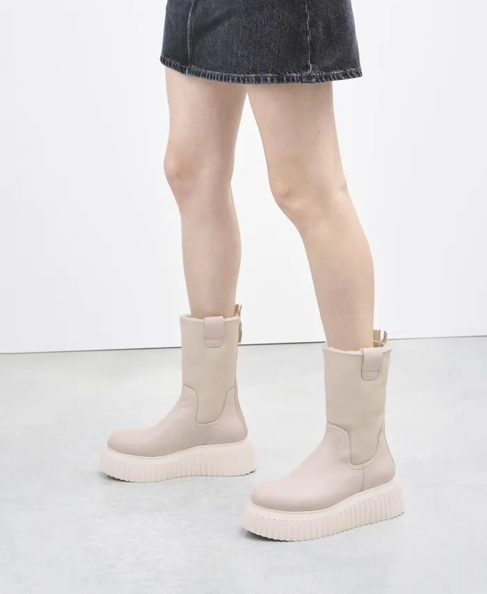 AGL Ankle Boot With Sheepskin Cream Milagros Fur Women Booties