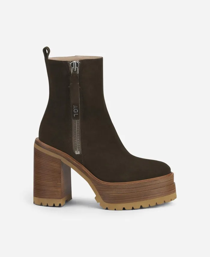 AGL Ankle Boot With Zipper And Platform Brown Tora Women Booties
