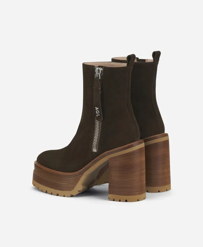 AGL Ankle Boot With Zipper And Platform Brown Tora Women Booties