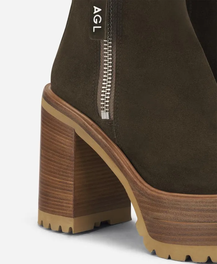 AGL Ankle Boot With Zipper And Platform Brown Tora Women Booties