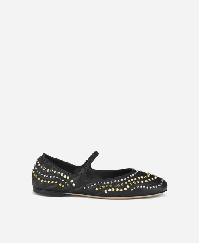 AGL Ballet Flat With Studs Black Iris Studs Women Flats