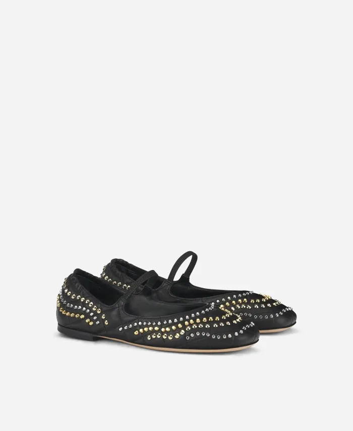 AGL Ballet Flat With Studs Black Iris Studs Women Flats