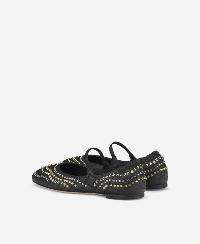 AGL Ballet Flat With Studs Black Iris Studs Women Flats