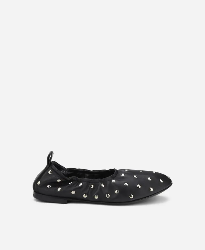 AGL Ballet Flat With Studs Black Milly Soft Women Flats