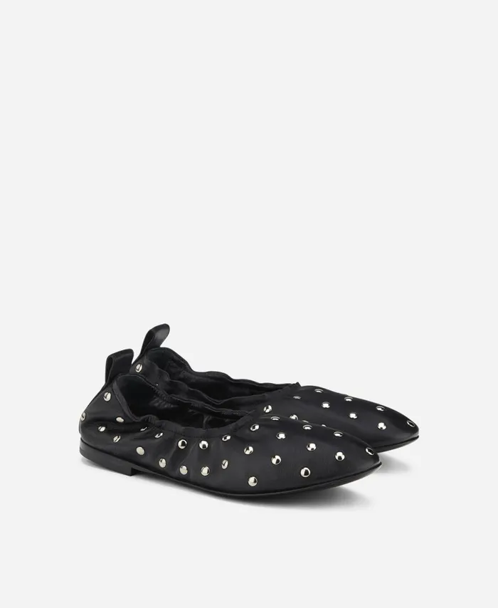 AGL Ballet Flat With Studs Black Milly Soft Women Flats