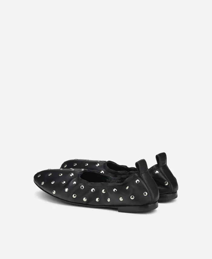 AGL Ballet Flat With Studs Black Milly Soft Women Flats