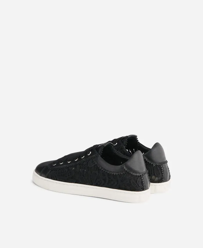 AGL Lace Sneaker Black Sade Fabric Women Sneakers