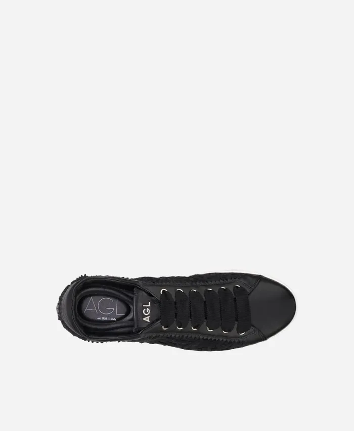 AGL Lace Sneaker Black Sade Fabric Women Sneakers