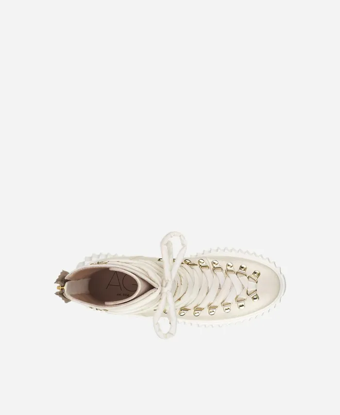 AGL Leather Biker Boot Cream DROMO Women Booties