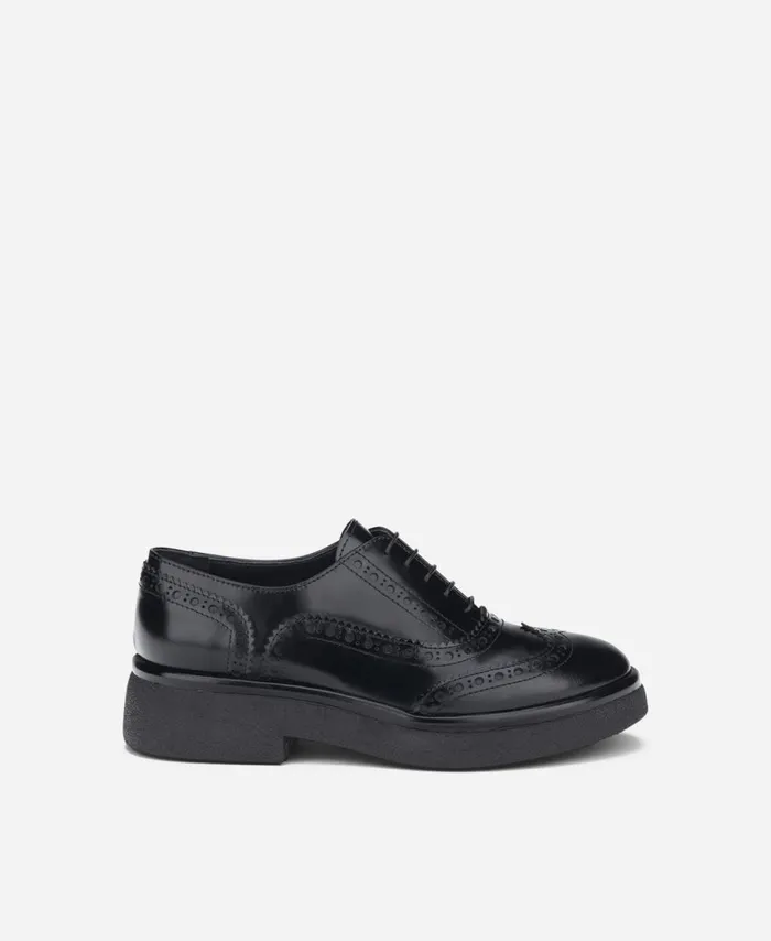AGL Leather Laceup Black ALISON R LACE UP Women Flats