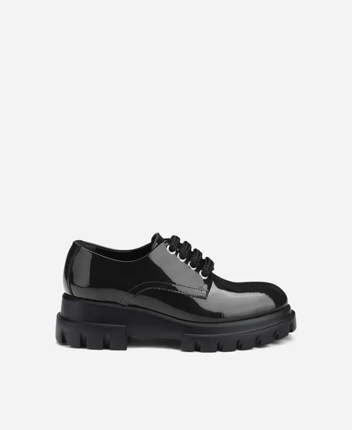 AGL Leather Laceup Black MAXINE LACE UP Women Flats