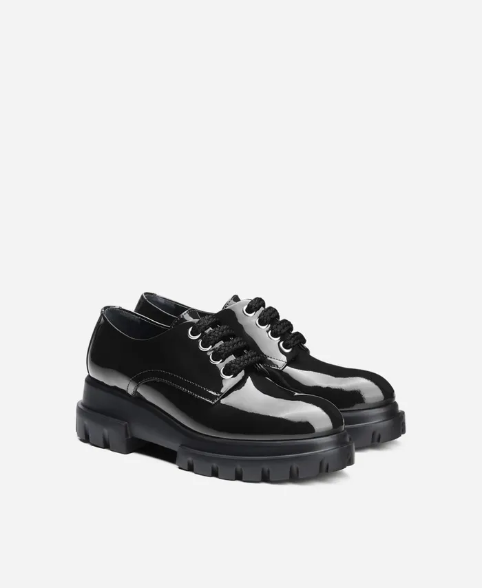 AGL Leather Laceup Black MAXINE LACE UP Women Flats