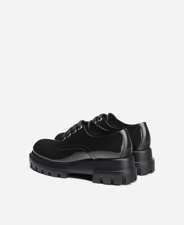 AGL Leather Laceup Black MAXINE LACE UP Women Flats