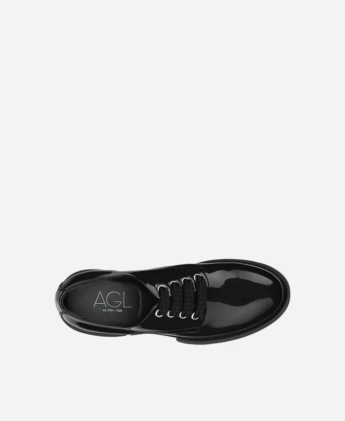 AGL Leather Laceup Black MAXINE LACE UP Women Flats