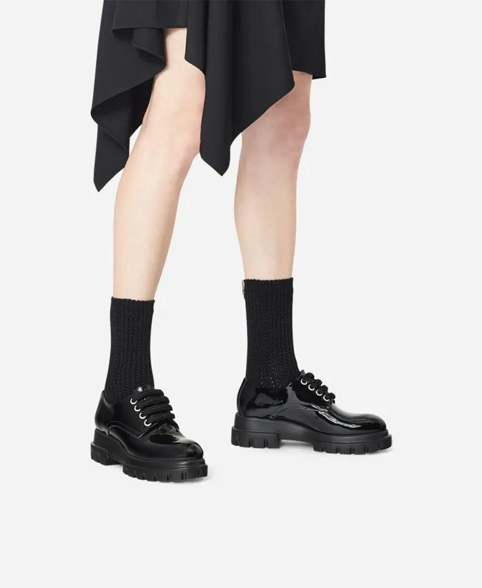 AGL Leather Laceup Black MAXINE LACE UP Women Flats