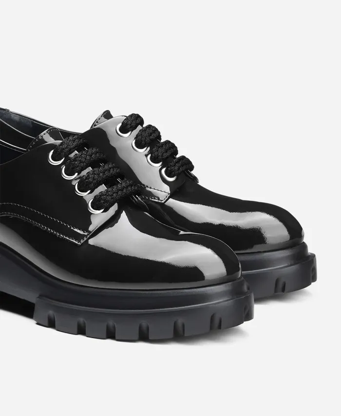 AGL Leather Laceup Black MAXINE LACE UP Women Flats