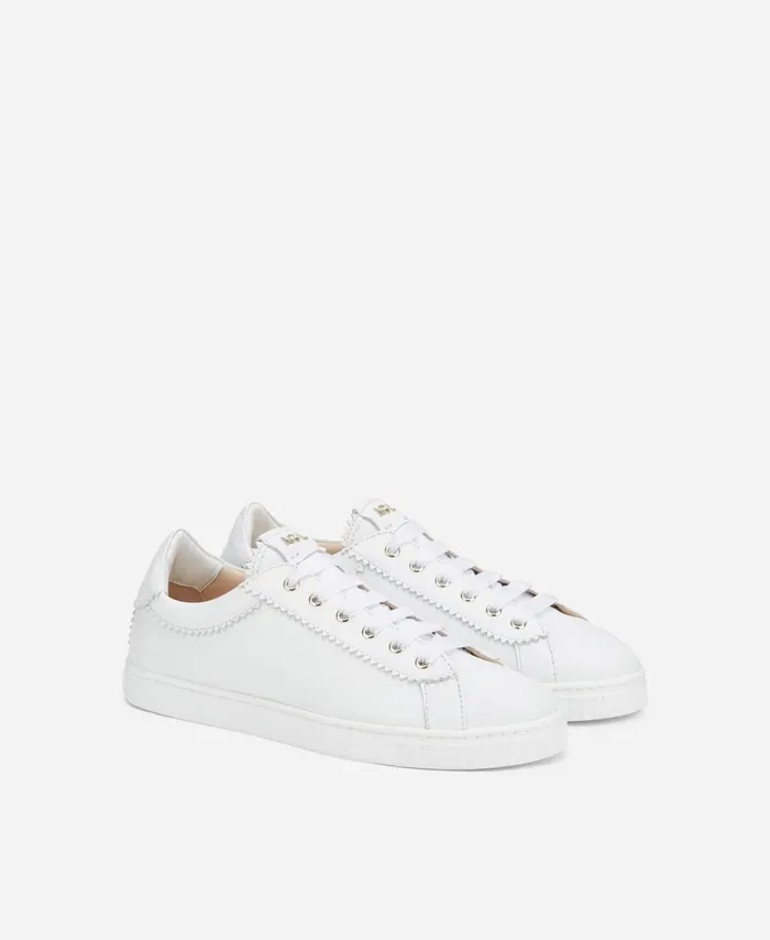 AGL Leather Sneaker With Elastic White Sade Women Sneakers