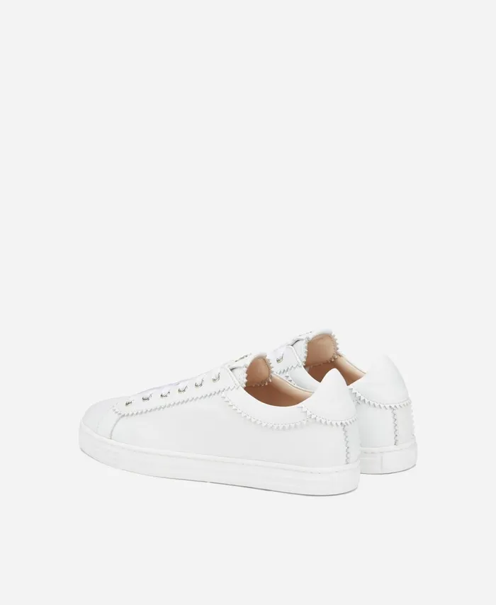 AGL Leather Sneaker With Elastic White Sade Women Sneakers