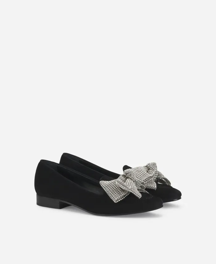 AGL Loafer With Bow Black Costanza Ribbon Women Flats