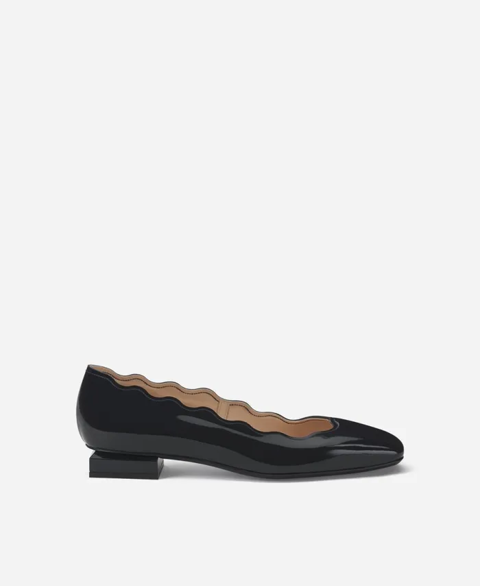 AGL Patent Ballet Flat Midnight Angie L Wave Women Flats